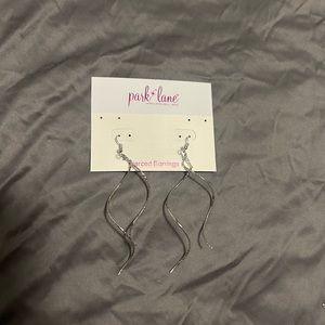 Long dangling silver earrings